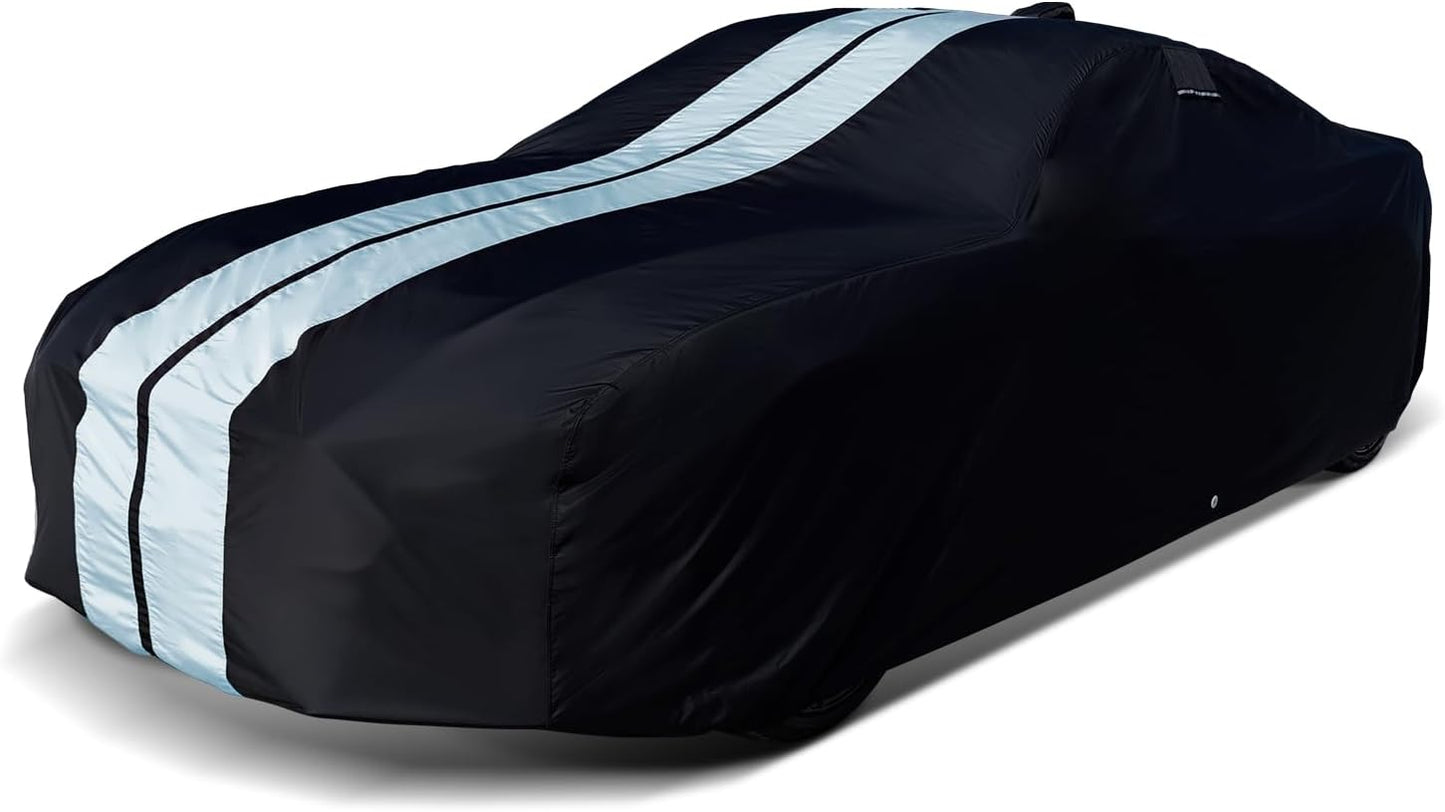 iCarCover Custom Car Cover for Pontiac Chieftain (1949-1954) Waterproof All-Weather Rain Snow UV Sun Protector Full Exterior Indoor Outdoor Car Cover (Stripe - Black/Gray)