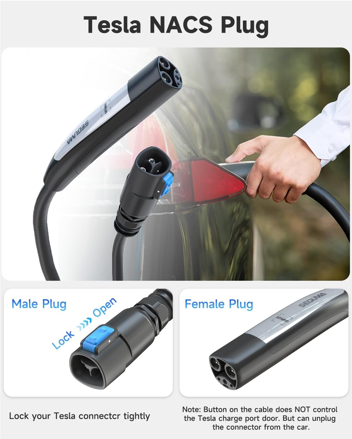 32A EV Charger Extension Cord for Tesla Charger, 21ft EV Extension Cable for Level 1/2 Tesla Home Chargers/Tesla Wall connectors, Max 240V 7.68kW NACS Extension Cable for Tesla Y/X/3/S/Cyber-truck