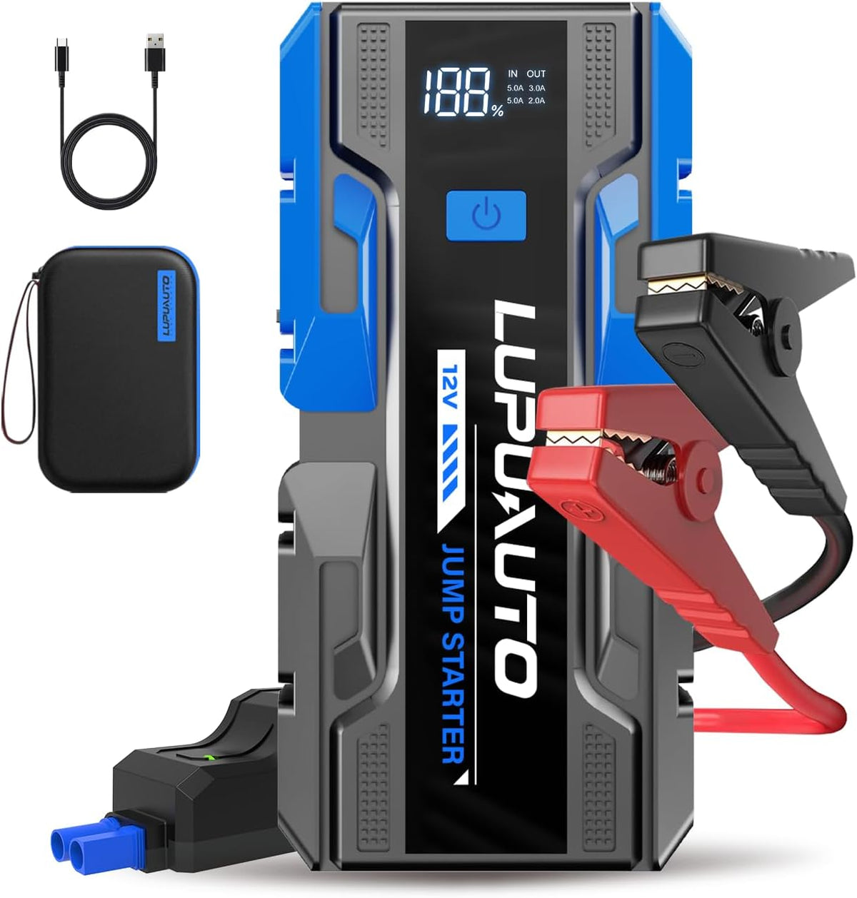 3000A Jump Starter, Portable Car Battery Jump Starter for Up to 9.0L Gas & 7.0L Diesel Engines, Car Battery Booster Pack with Built-in LED Light
