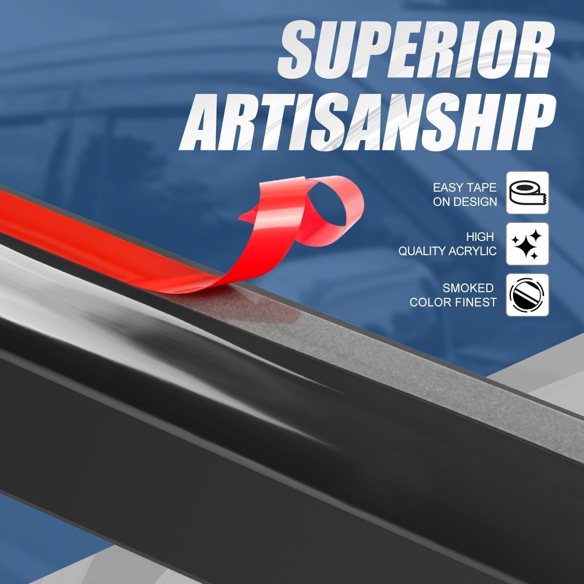 Auto Dynasty 4Pcs Carbon Fiber Pattern Window Visors Compatible with 2005 2006 2007 2008 2009 2010 Honda Odyssey, Tape-On Front & Rear Window Deflectors, Glossy Dark Smoke