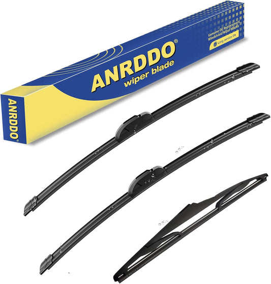 3 Wipers Factory Replacement For 2008-2018 Jeep Wrangler JK 2007 2008 2009 2010-2017 Jeep Wrangler Original Equipment Windshield Wiper Blades Set 15"+15"+13" (Set of 3) U/J HOOK