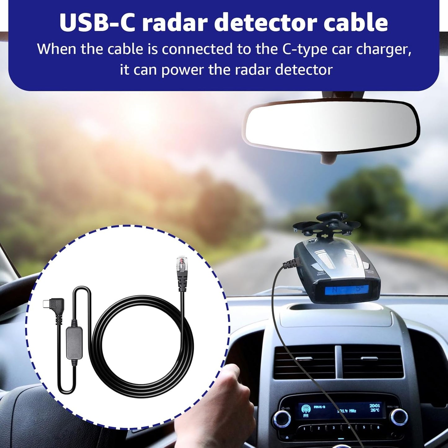 USB-C to RJ11 Plug Cable,Radar Detector Cable for Uniden R1 R3 R7 Escort MAX360 MAX 360c IX IXc Beltronics Cobra Passport 9500i Radenso XP etc(6.56FT)