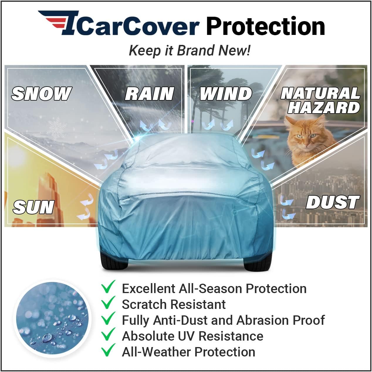 iCarCover Premium Car Cover for 1977-1979 Pontiac Phoenix Heavy Duty Waterproof All-Weather Automobiles Custom Fit Indoor Outdoor UV Snow Protection Covers with Straps and Bag
