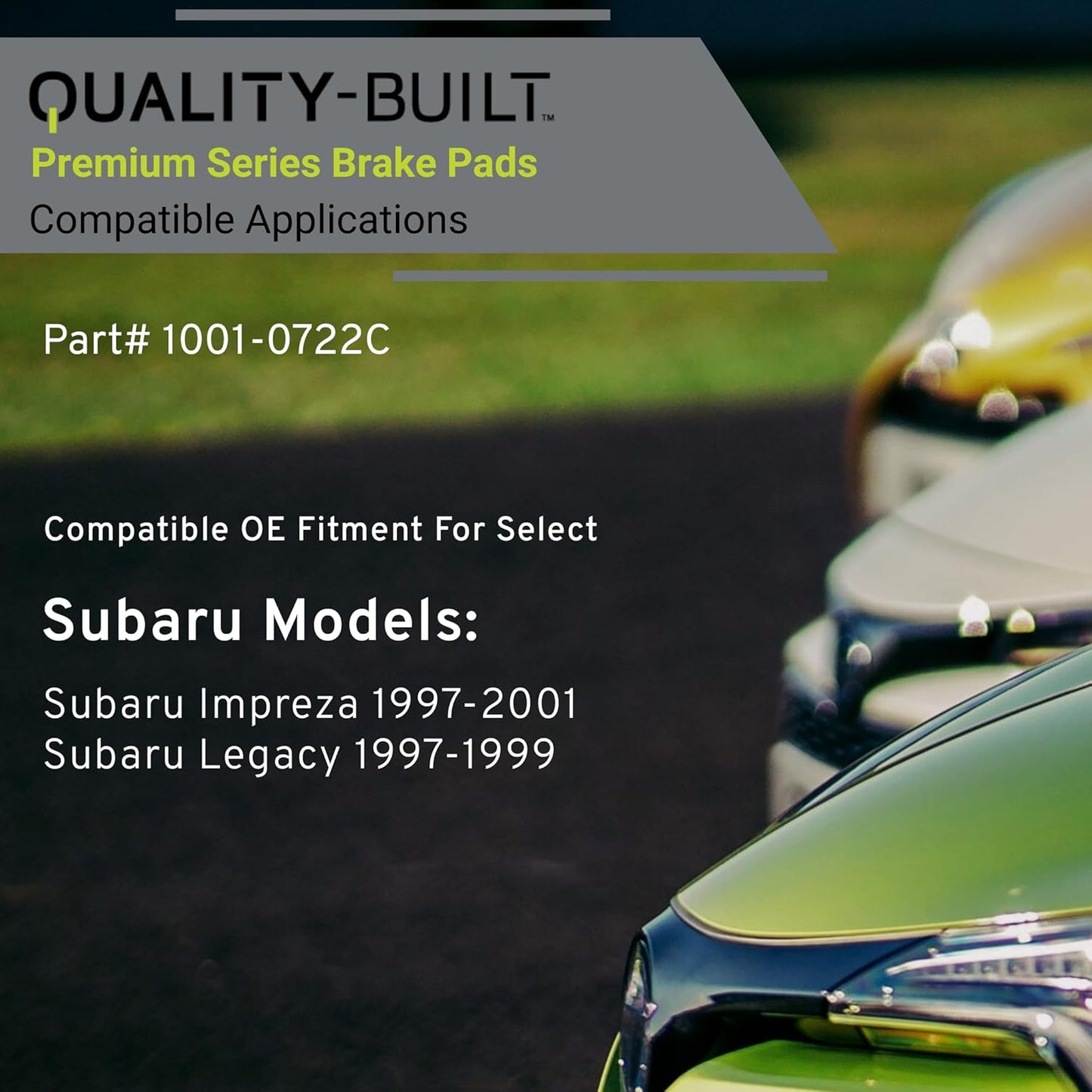 Premium Ceramic Front Brake Pads (1001-0722C) Compatible with Subaru Impreza 1997-2001, Subaru Legacy 1997-1999