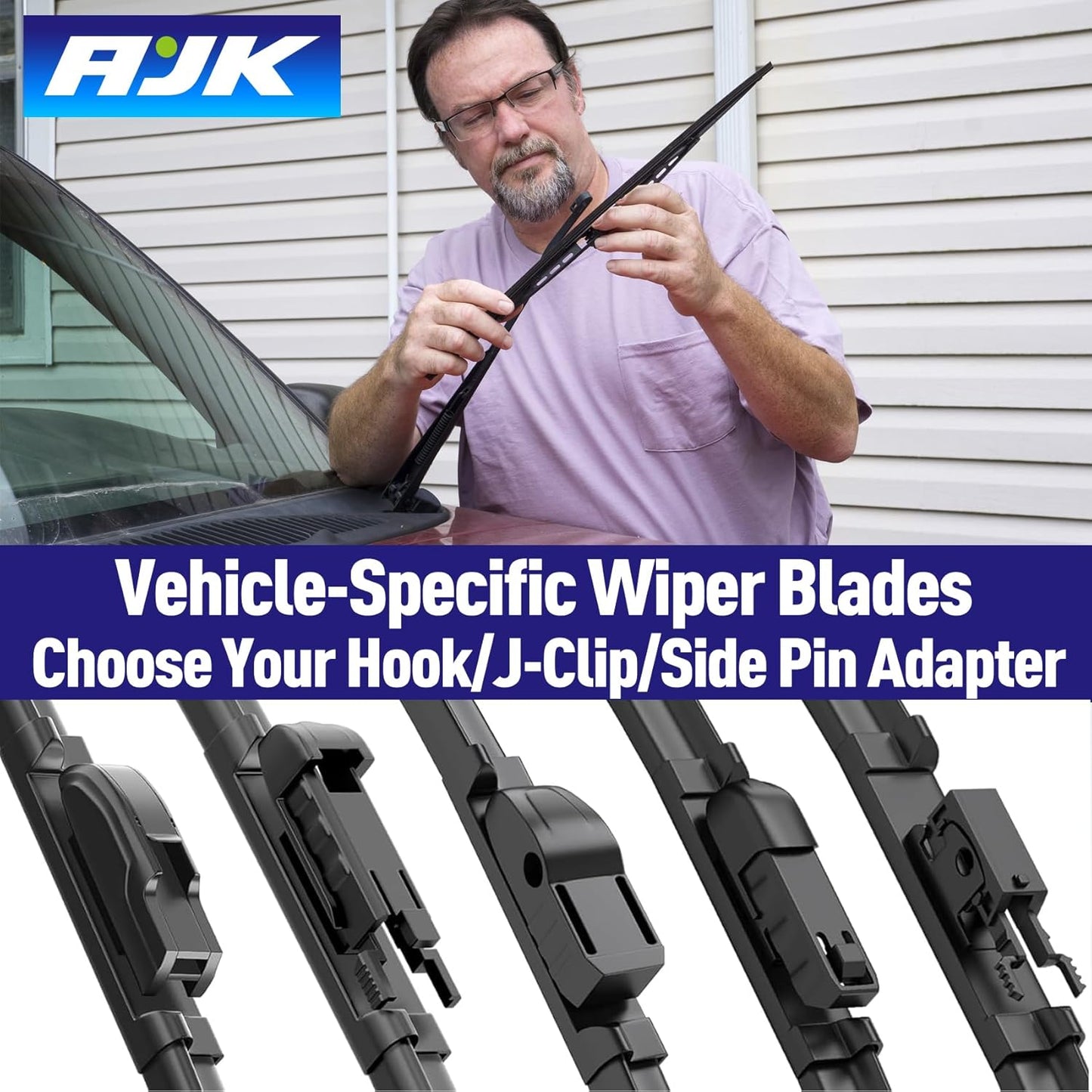 AJK Wiper Blades for Chevrolet Equinox 2018 2019 2020 2021 2022 2023 2024 (Not for Equinox EV), 3 Piece All Weather OEM Quality Automotive Replacement Windshield Wiper Blades for My Car