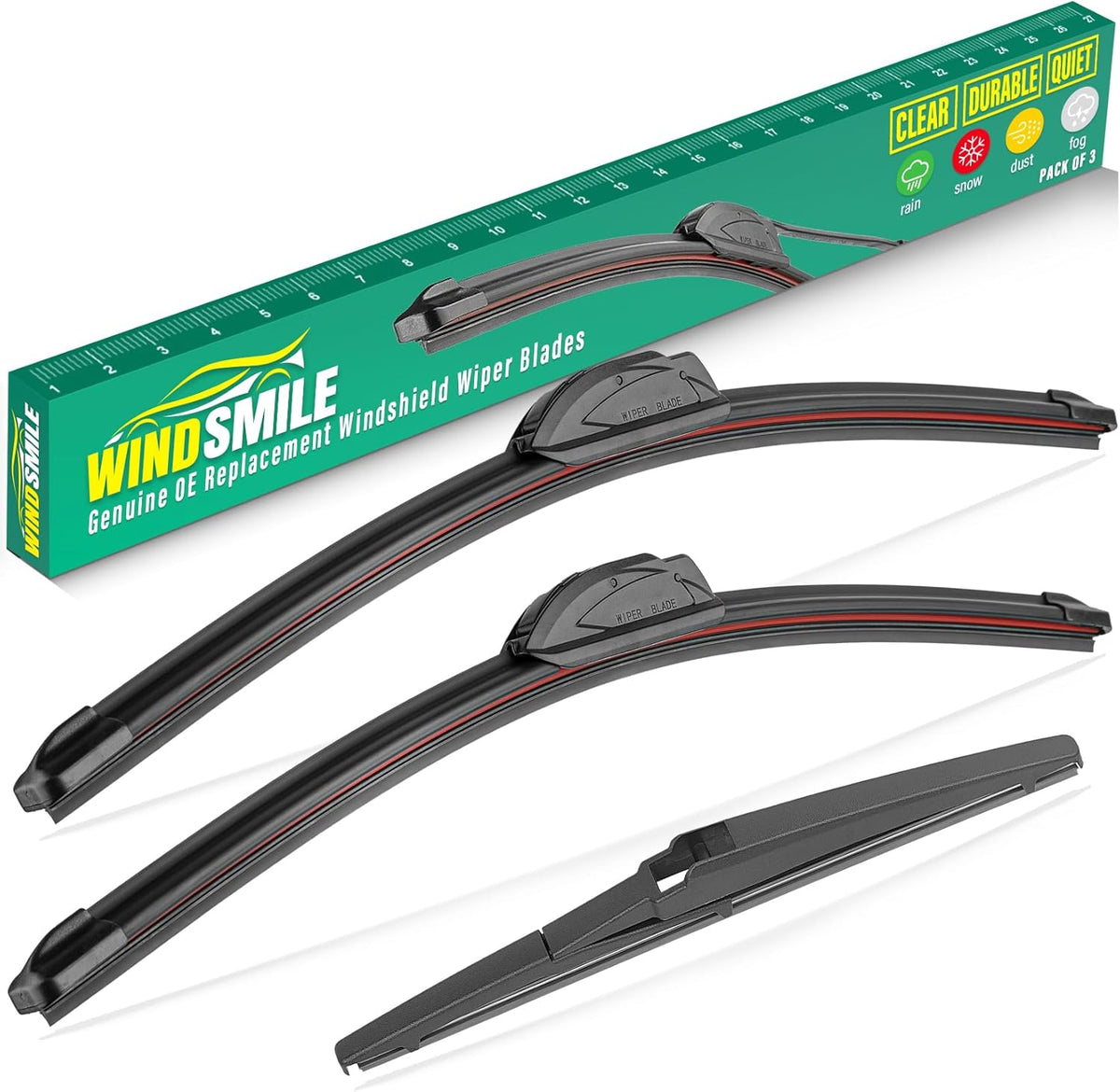 22" 21" 12" Windshield Wiper Blades Replacement for Jeep Grand Cherokee 2011 2012 2013 Premium All Weather Front Rear Wipers Set - OEM Quality (Pack of 3)
