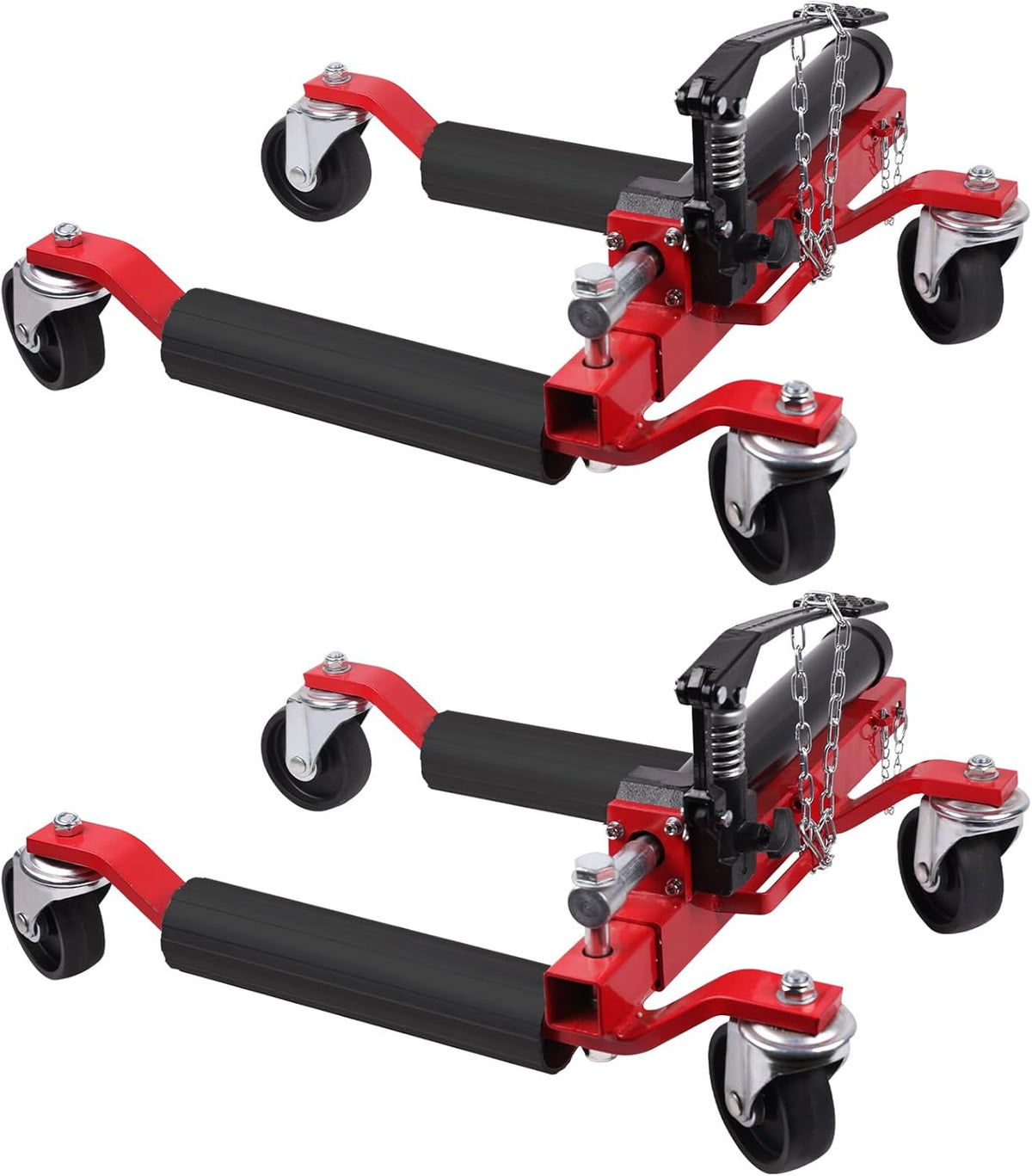 2 Pcs Car Wheel Dolly with Hydraulic Tire Jack, 1500LBS Capacity Trailer Dolly for Vehicle Positioning for Truck RV Trailer, Red