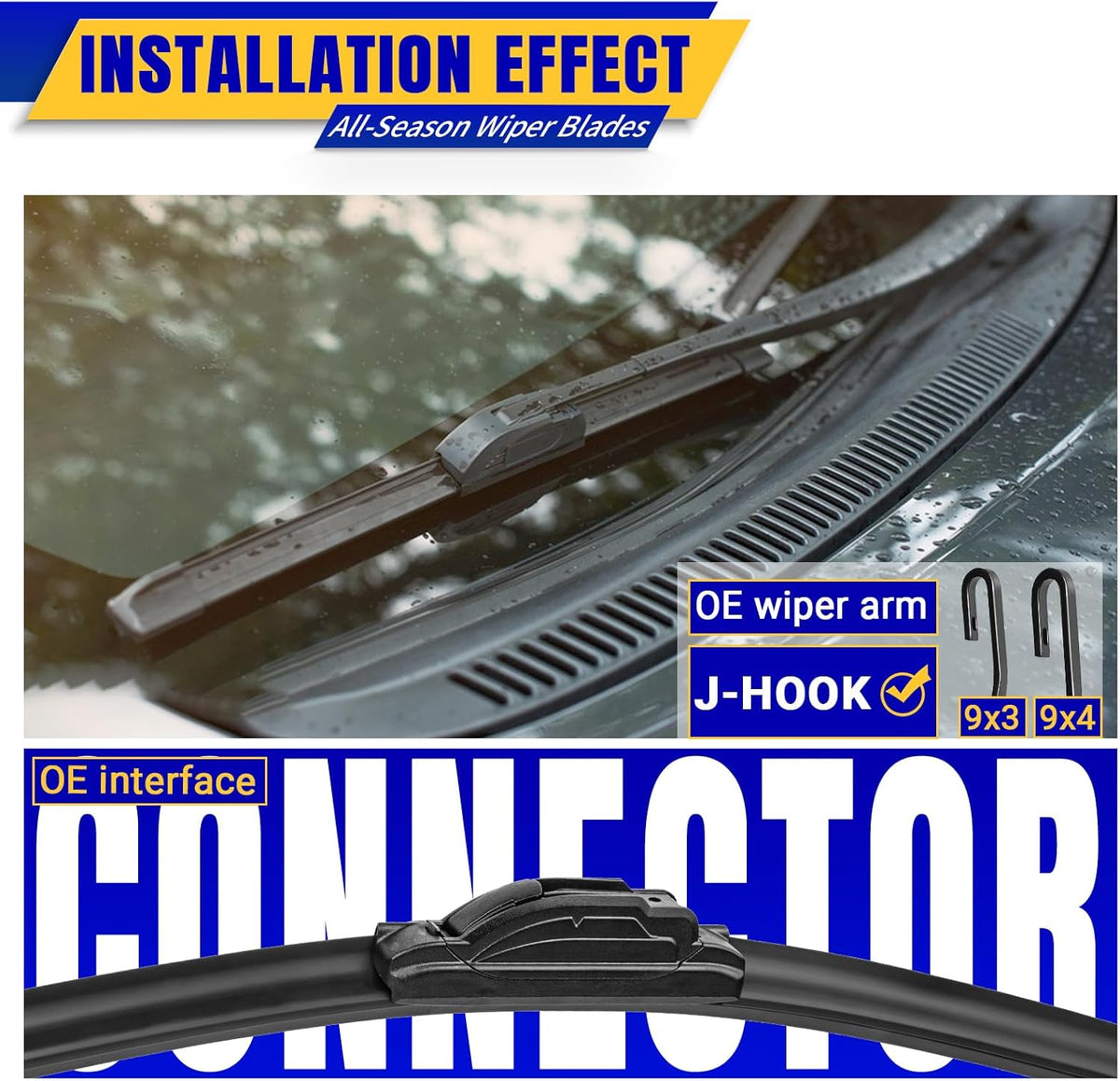 3 wipers Replacement for 2006-2011 Mini Cooper, Windshield Wiper Blades Original Equipment Replacement - 19"/18"/10" (Set of 3) U/J HOOK