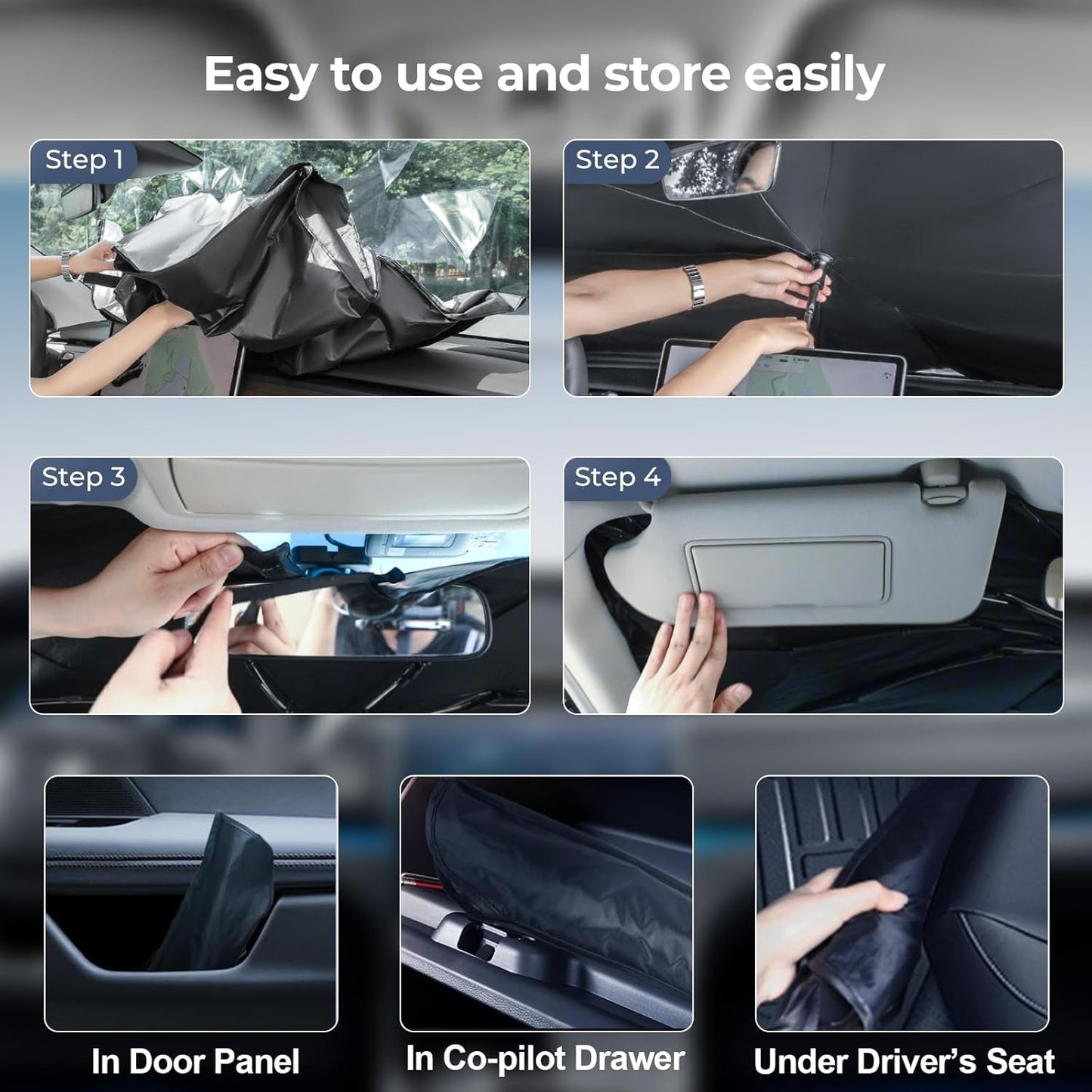 Windshield Sun Shade Umbrella: Custom Fit for 2017-2024 Nissan Armada SV/SL/Platinum/Midnight Edition (Y62) - Double Thickened Foldable Sunshade, Superior UV & Heat Protection, Keeps SUV Cool