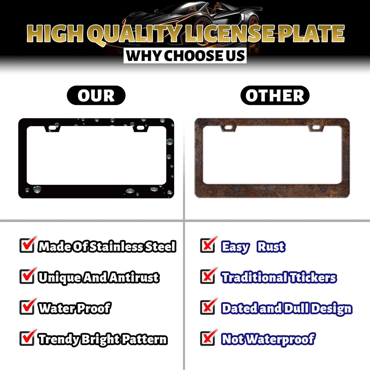 I Love My Dachshund License Plate Frame Animal Dog License Plate Holder Stainless Steel Funny Colorful Car Accessories Decoration 6.3" X 12.3" with 2 Holes Screws