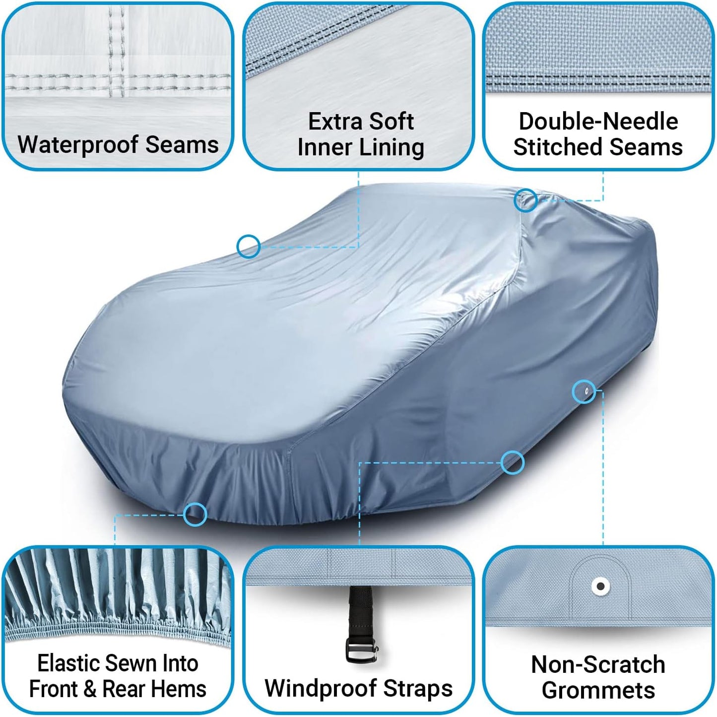 iCarCover Premium Car Cover for 1975-1977 Pontiac Astre 2-Door, 4-Door Heavy Duty Waterproof All-Weather Automobiles Custom Fit Indoor Outdoor UV Snow Protection Covers with Straps and Bag