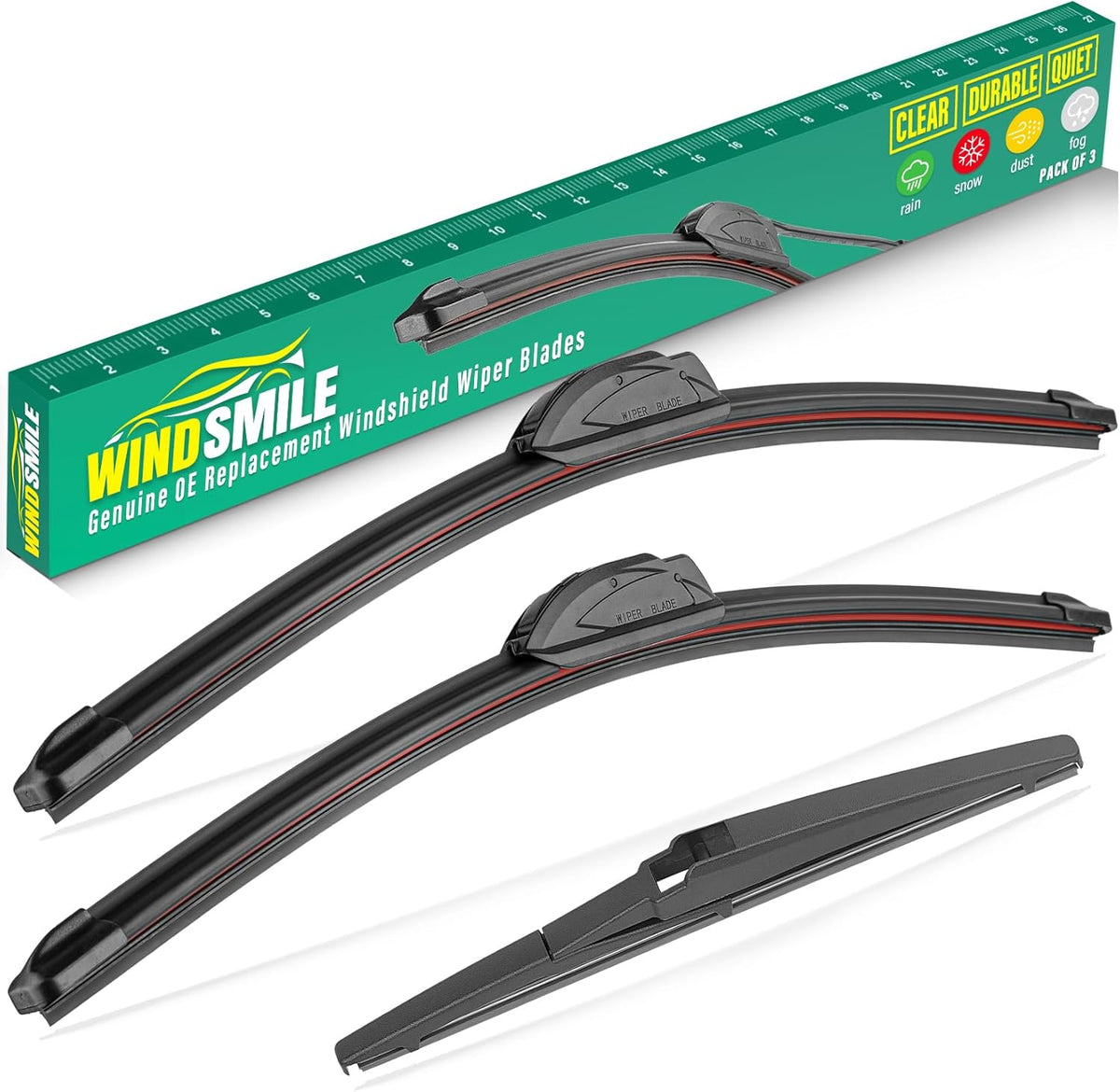 26" 20" 12" Windshield Wiper Blades Replacement for Hyundai Palisade 2020 2021 2022 2023 2024 2025 Premium All Weather Front Rear Wipers Set - OEM Quality (Pack of 3)