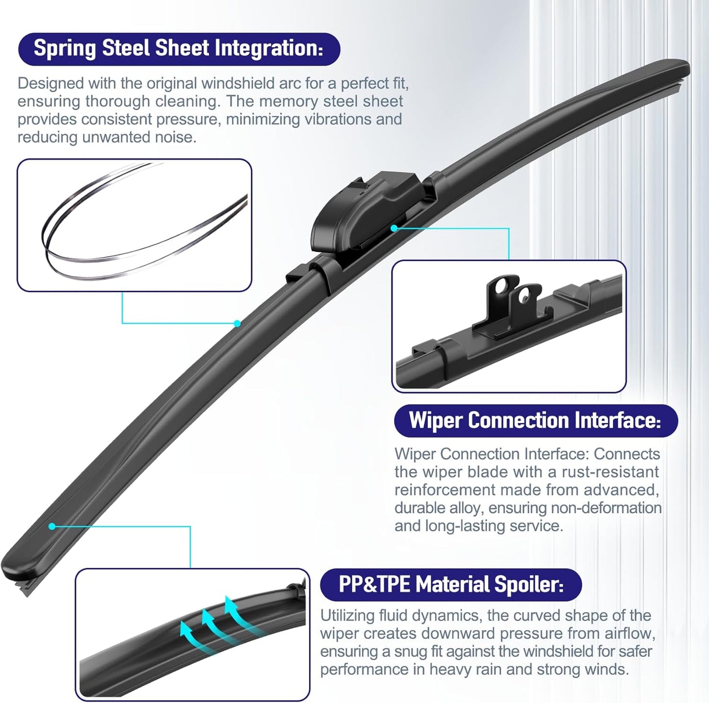AJK Wiper Blades for Hyundai Elantra 2008 2009 2010, 2 Piece All Weather OEM Quality Automotive Replacement Windshield Wiper Blades for My Car