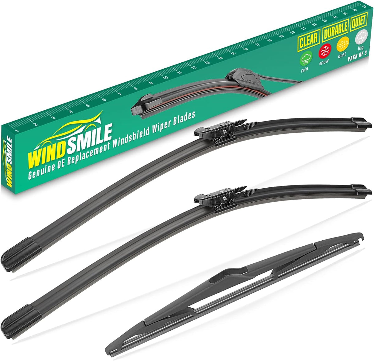 28" 28" 12" Windshield Wiper Blades Replacement for Ford Focus 2012 2013 2014 2015 2016 2017 2018 Premium All Weather Front Rear Wipers Set - OEM Quality (Pack of 3)