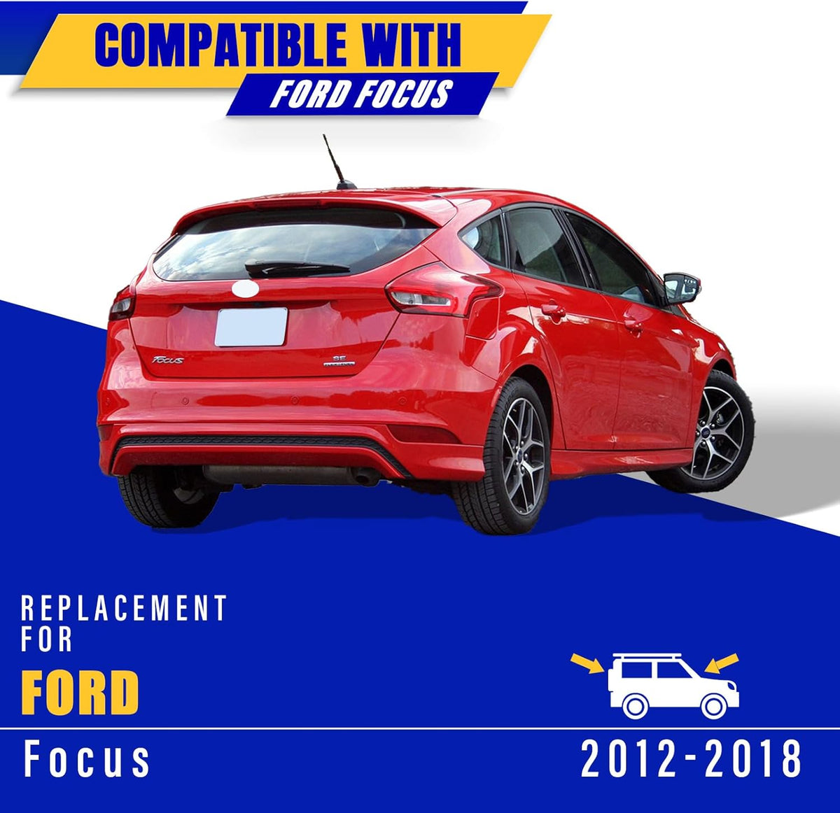 3 wipers Replacement for 2012-2018 Ford Focus, Windshield Wiper Blades Original Equipment Replacement - 28"/28"/12" (Set of 3) Pinch Tap