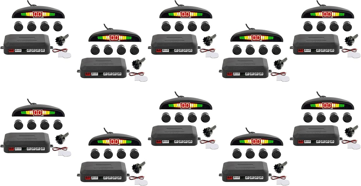 ZONETECH New 4 Parking Sensors LED Display Car Reverse Backup Radar System 10 Pack