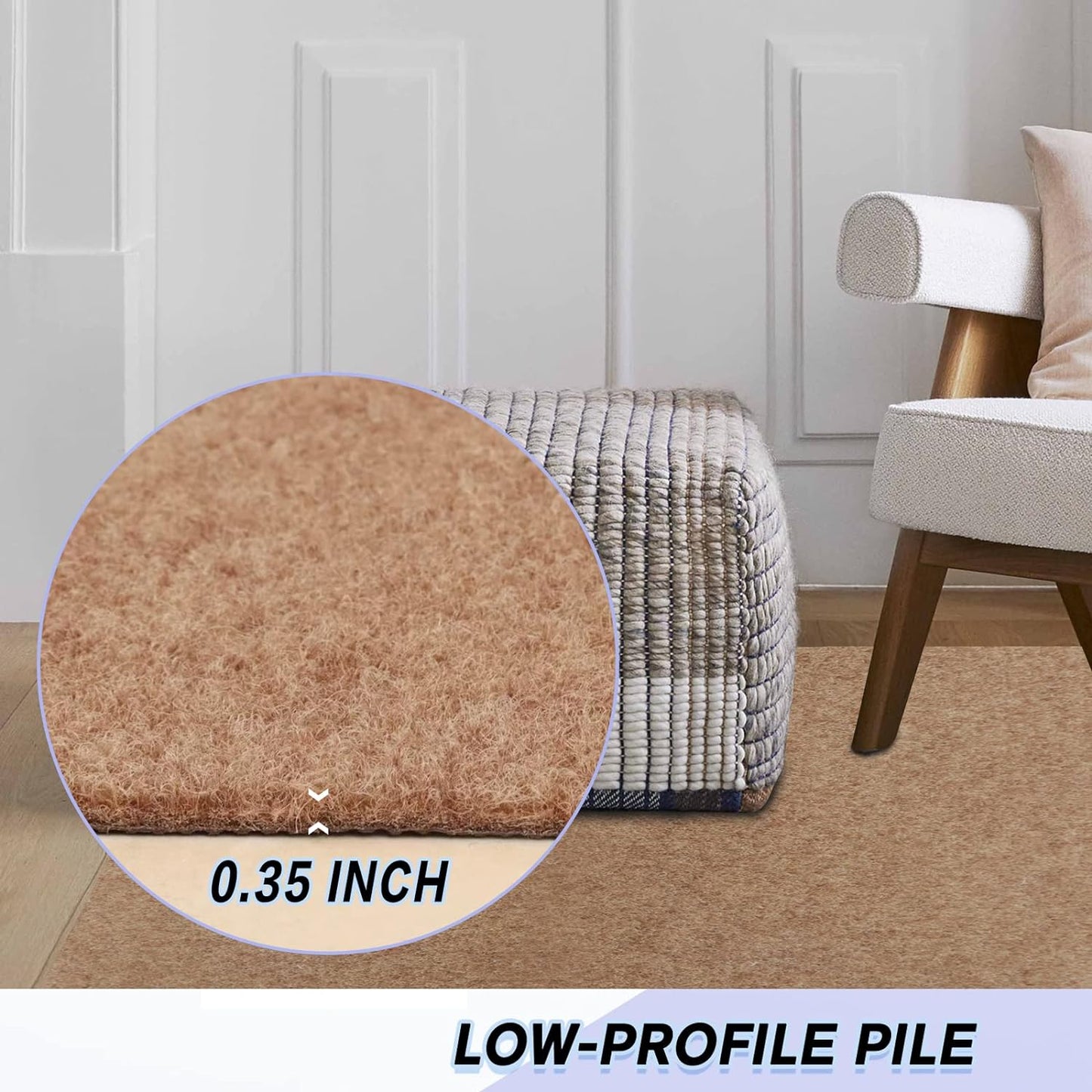 Custom Size Backed Non-Slip Area Rugs Runner, Easy Clean, Waterproof Runner Rugs for Hallway Entryway, Kitchen, Laundry, 3FT x 57FT, Beige