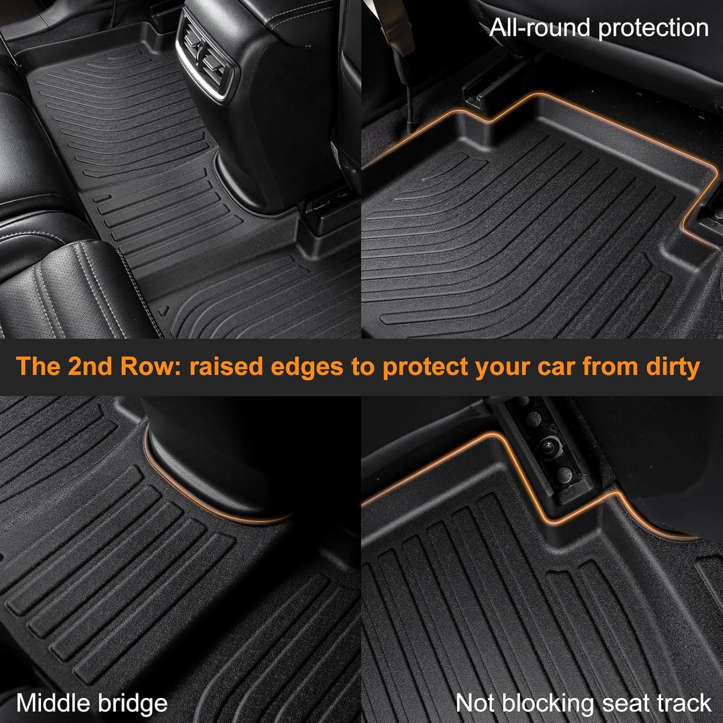 Binmotor-Floor Mats & Cargo Liner for Chevy Suburban 2021-2025丨GMC Yukon XL 2021-2025 (with 2nd Row Bucket Seat), 7 Passenger, All Weather Car Floor Mats Accessories for GMC Yukon XL