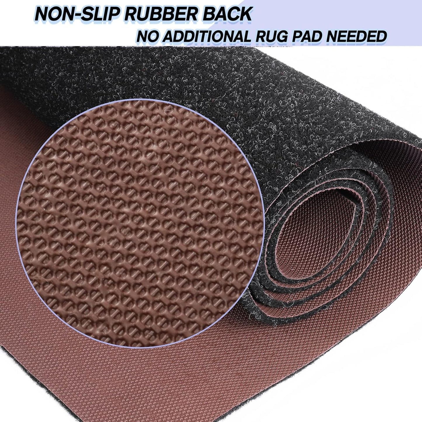 Custom Size Backed Non-Slip Area Rugs Runner, Easy Clean, Waterproof Runner Rugs for Hallway Entryway, Kitchen, Laundry, 2FT x 52FT, Black