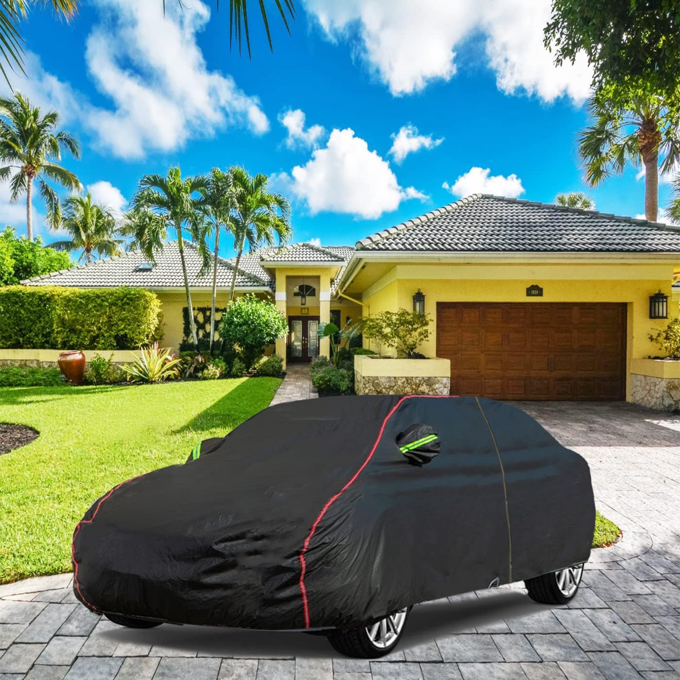 Breathable New Material, Waterproof Car Cover, Locks and Zipper Doors, Sunscreen Waterproof UV Prevention Snowproof Wind and Windproof,Suitable for Indoor Outdoor,for SUV (214"-236") B15