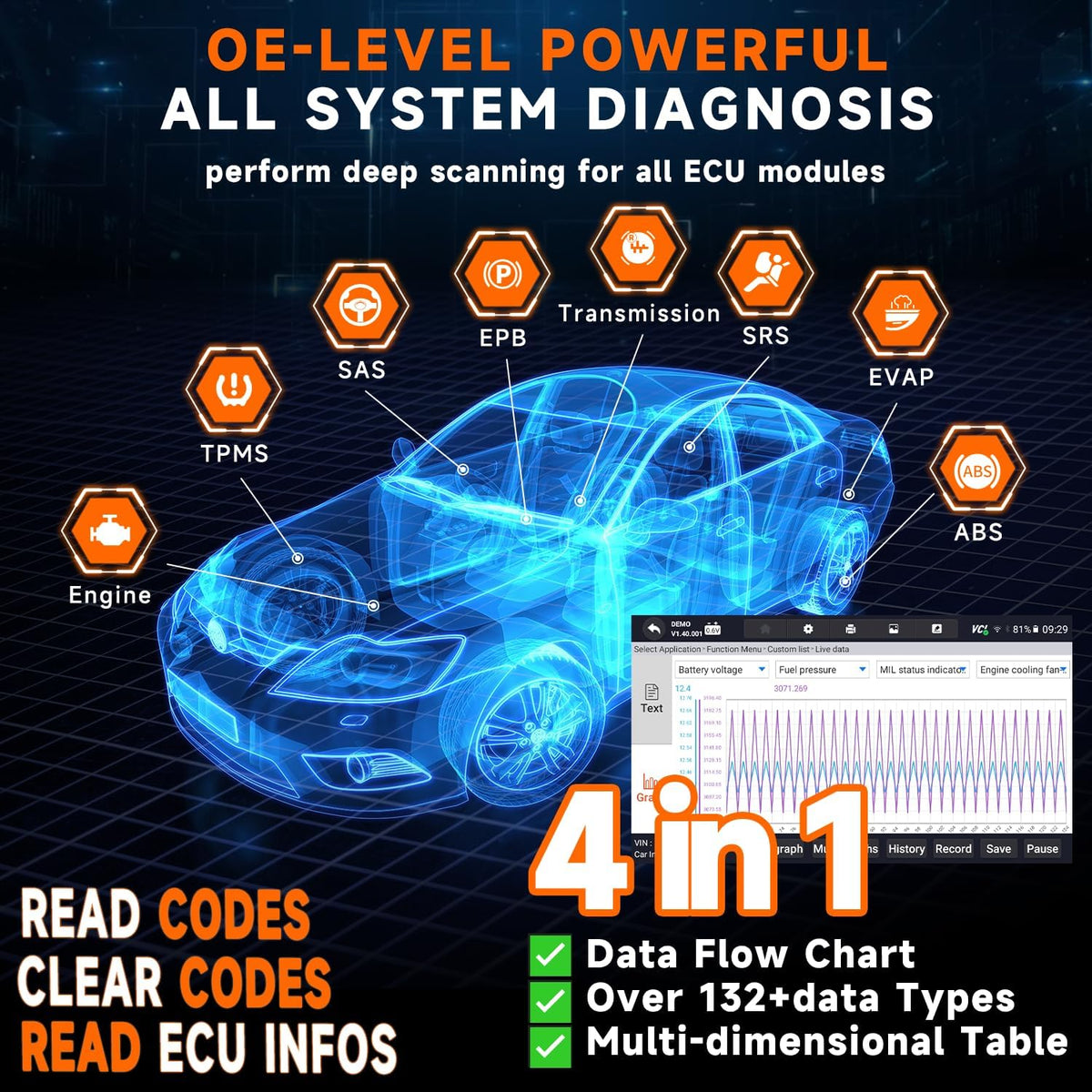 2025 FOXWELL NT726 Bidirectional Scan Tool, All System OBD2 Scanner Diagnostic Tool, Car Code Reader for All Models with 12 Resets, ABS Bleeding, Oil/EPB/SAS/D-PF/TPMS/Injector/Throttle, WI-FI Update