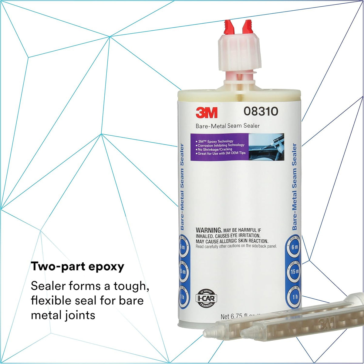 3M Bare - Metal Seam Sealer, 08310, Beige Color, Two-Part, Non-Sagging, Self-Mixing Epoxy, 200 ml/6.75 fl oz Cartridge